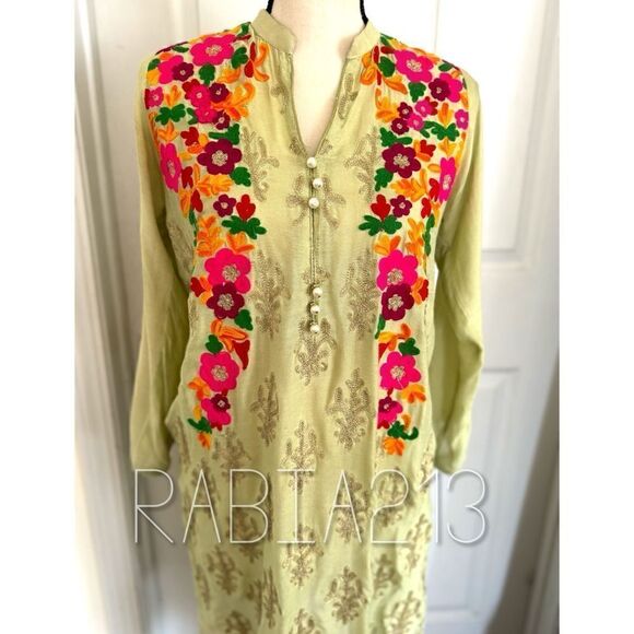 BIN SAEED PAKISTANI AUTHENTIC DESIGNER FLORAL EMBROIDERED DRESS - Picture 7 of 7